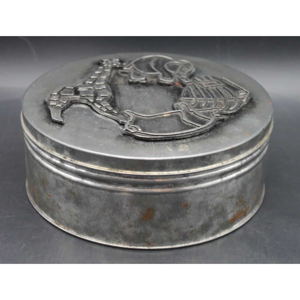Noah's Ark Cookie Cutter Set Pewter Lid Tin Original Recipe Sheet Metzke Design